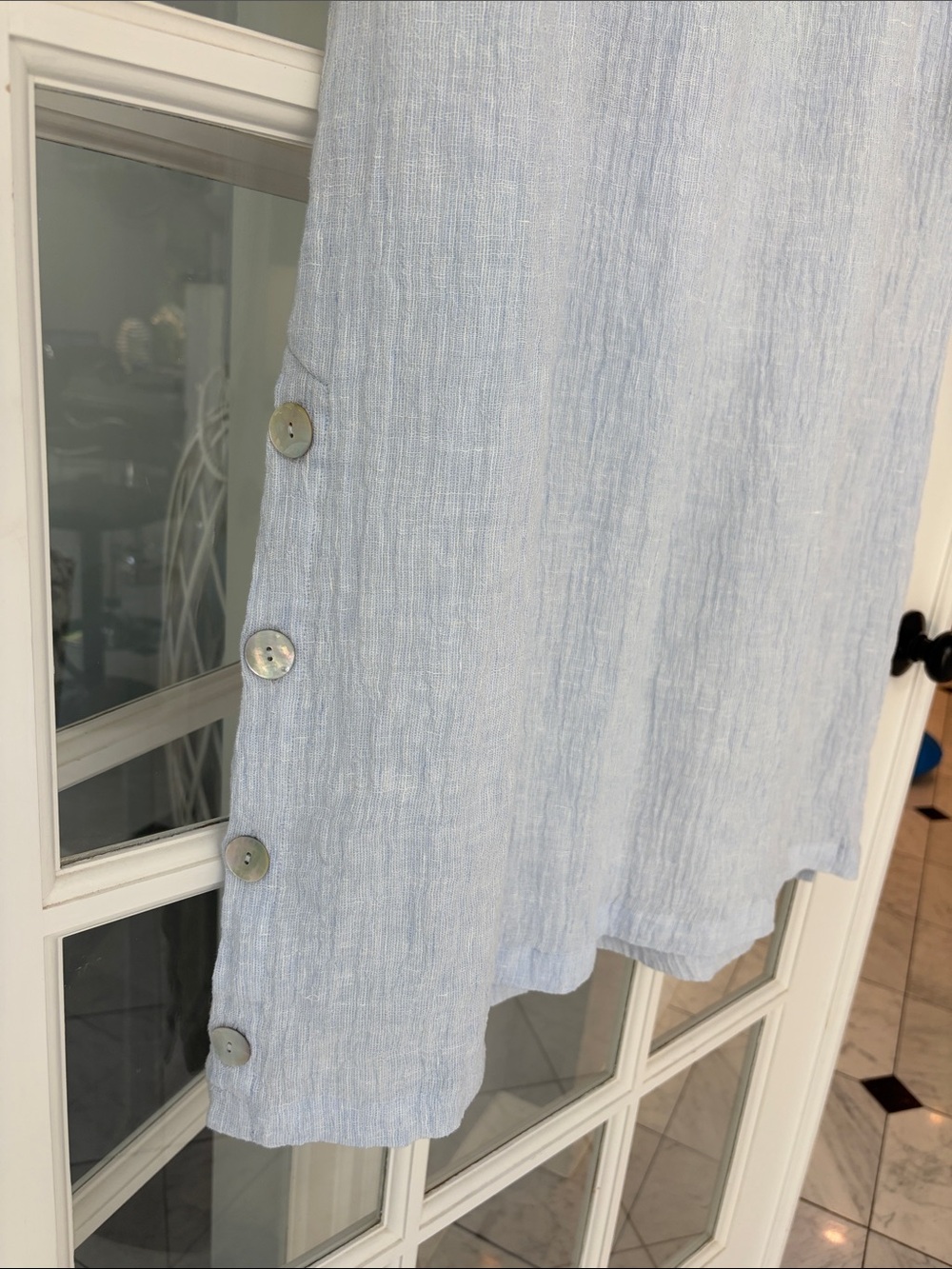 NEW TAHARI BLUE LINEN DRAWSTRING WAIST MAXI SKIRT SIZE Xl - Picture 3 of 4